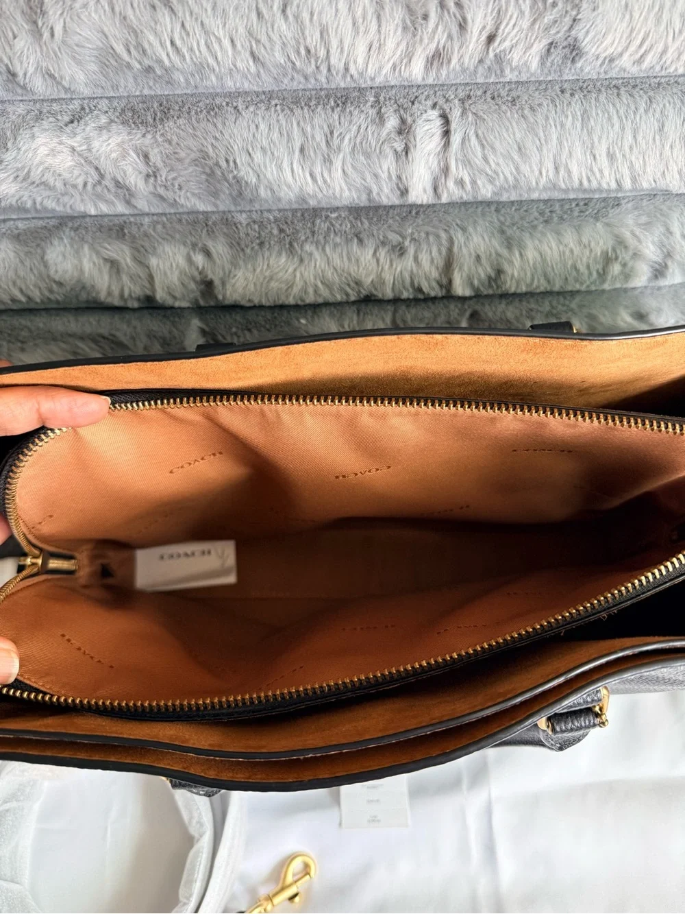 Coach Black Leather Laptop Tote with Gold Hardware